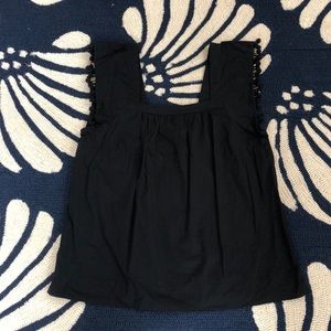 J. Crew Pom-Pom Sleeve Square Neck Tank